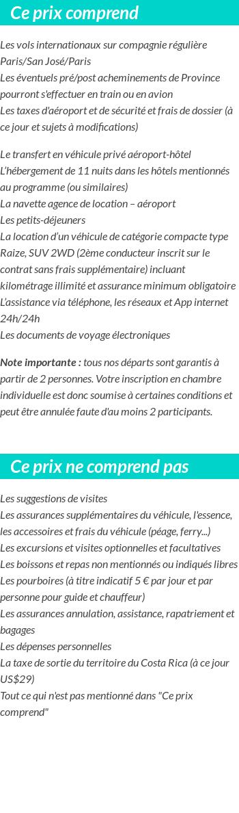 Conditions tarifaires