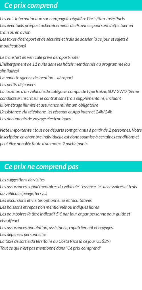 Conditions tarifaires