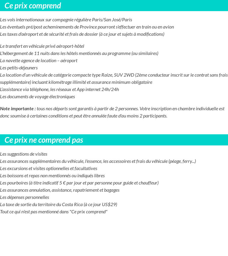 Conditions tarifaires