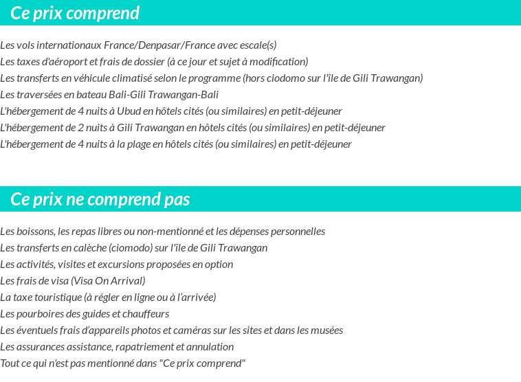 Conditions tarifaires