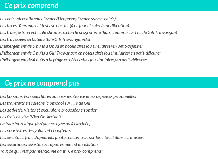 Conditions tarifaires