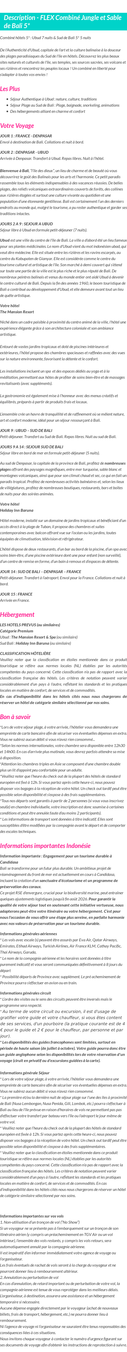 Détails du séjour