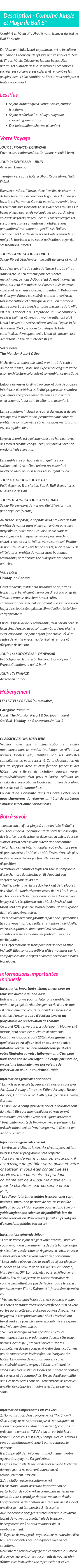 Détails du séjour