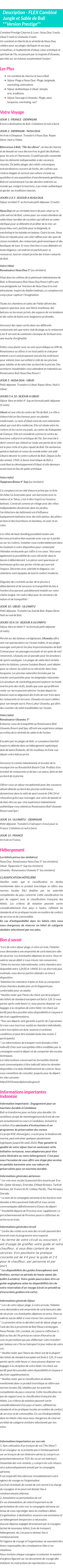Détails du séjour
