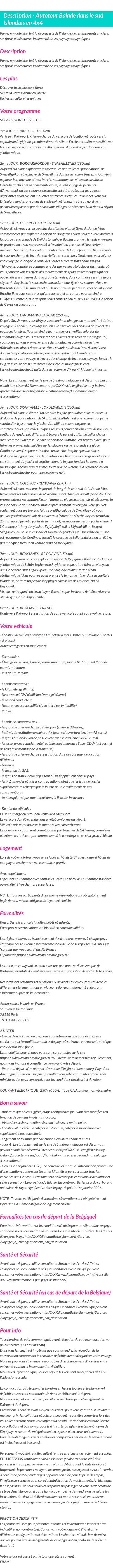 Détails du séjour