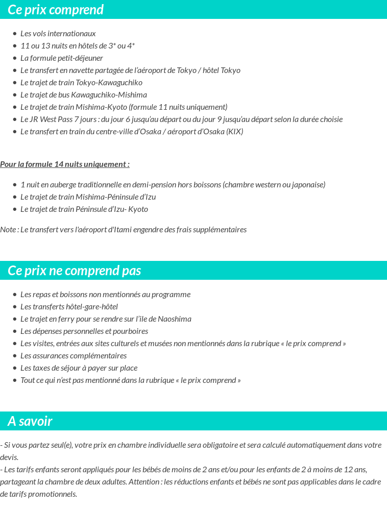 Conditions tarifaires