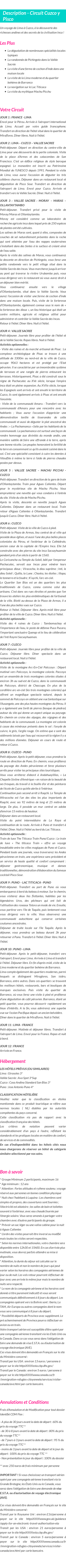 Détails du séjour