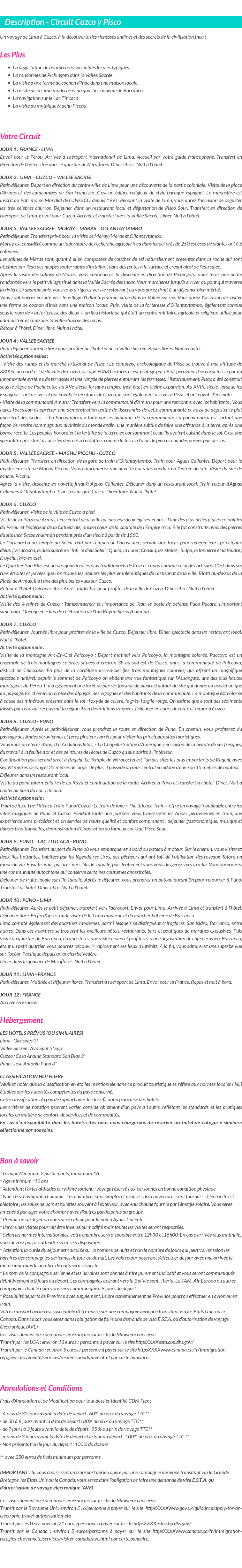Détails du séjour