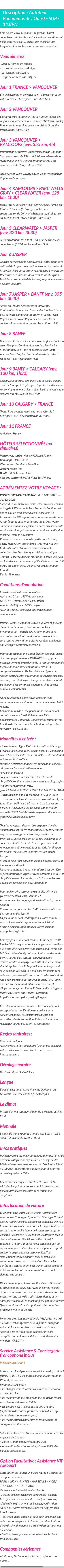 Détails du séjour