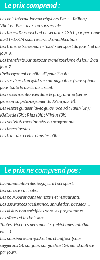 Conditions tarifaires