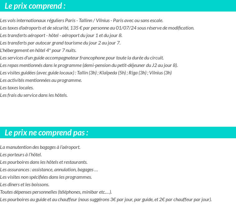 Conditions tarifaires