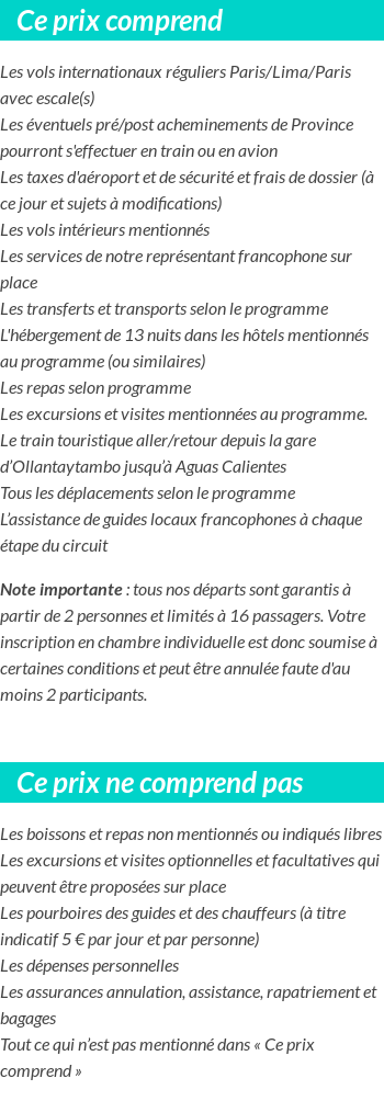 Conditions tarifaires