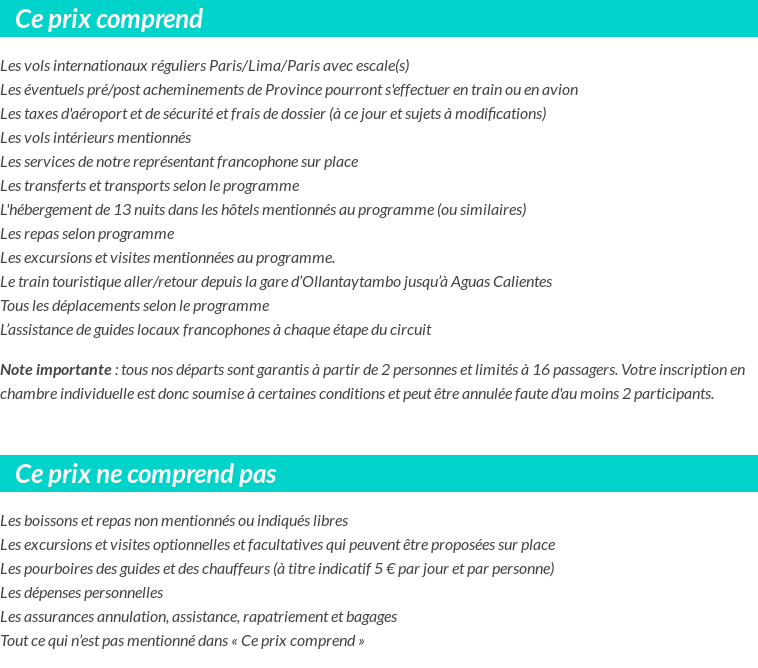Conditions tarifaires