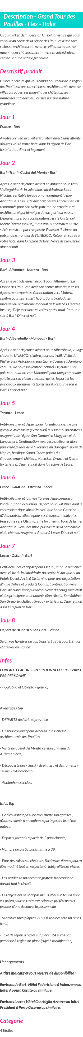 Détails du séjour