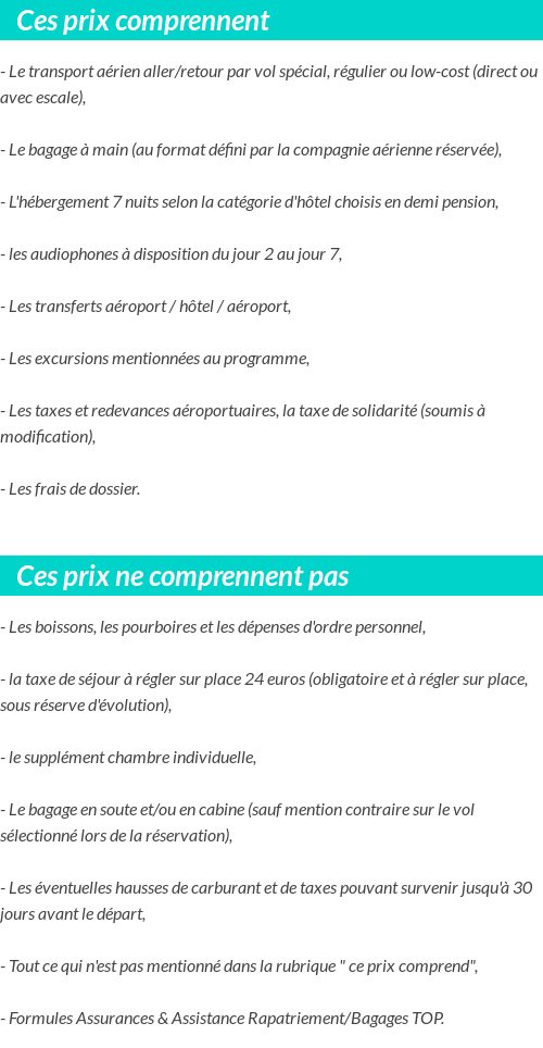 Conditions tarifaires