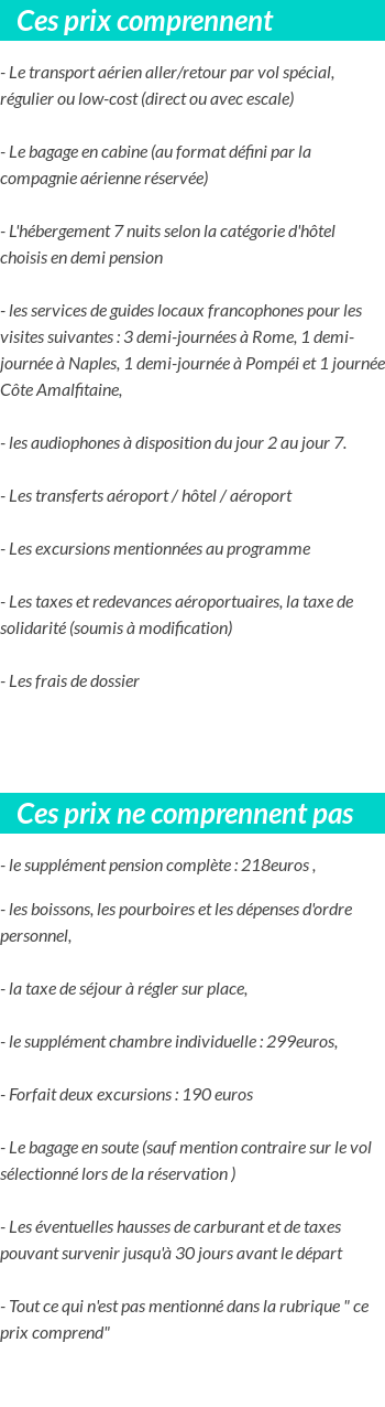 Conditions tarifaires