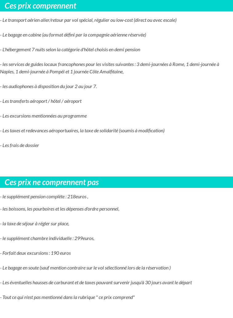 Conditions tarifaires