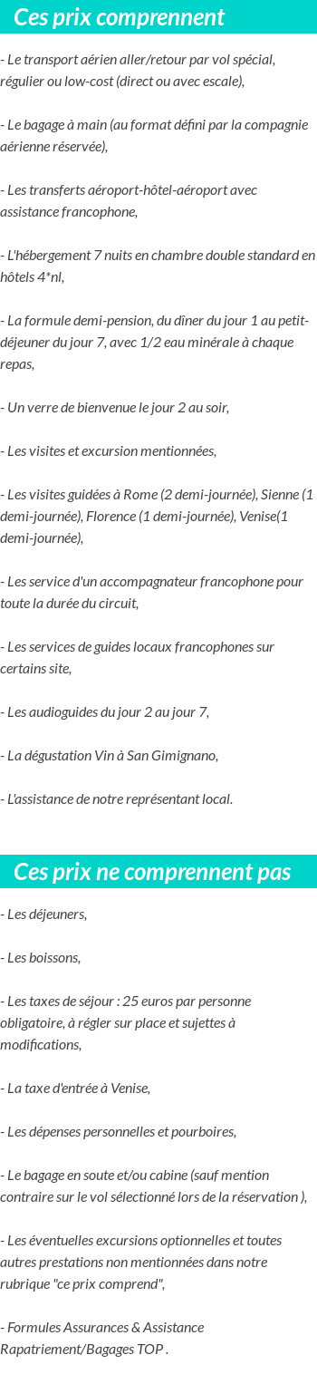 Conditions tarifaires