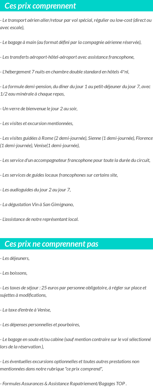 Conditions tarifaires