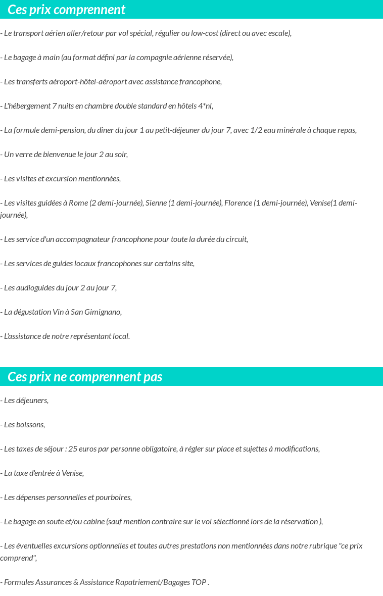 Conditions tarifaires