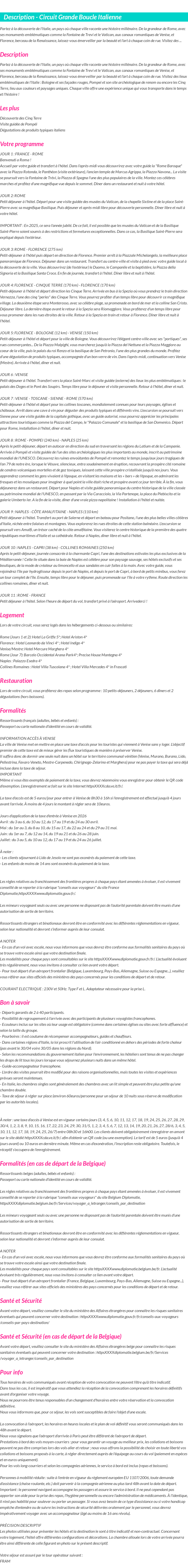 Détails du séjour