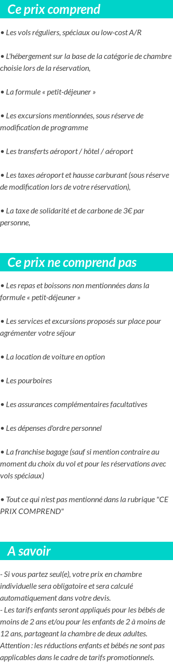 Conditions tarifaires