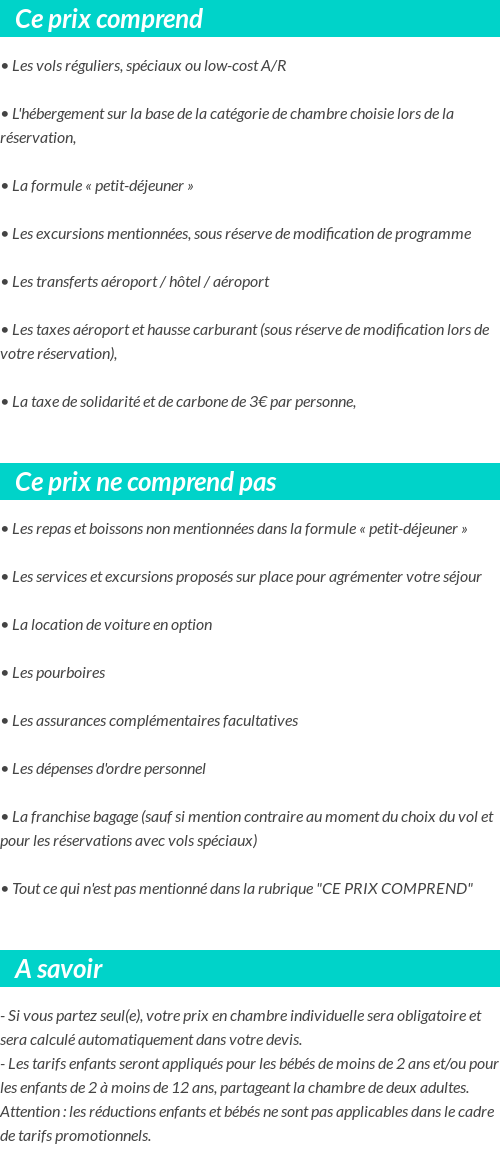 Conditions tarifaires