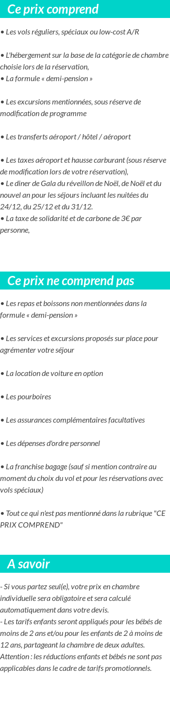 Conditions tarifaires
