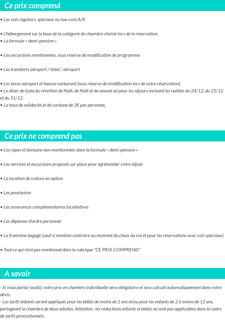 Conditions tarifaires