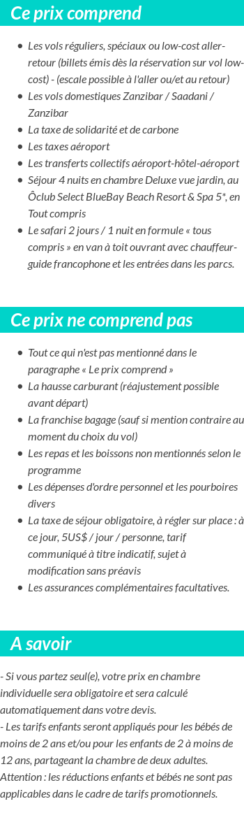 Conditions tarifaires