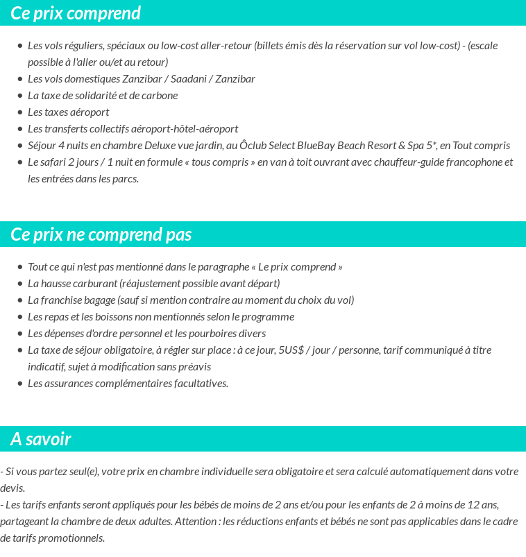 Conditions tarifaires