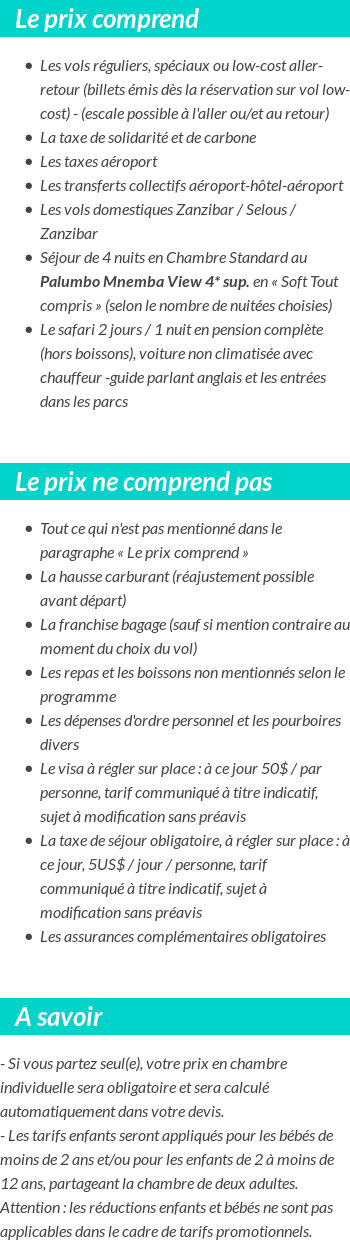 Conditions tarifaires