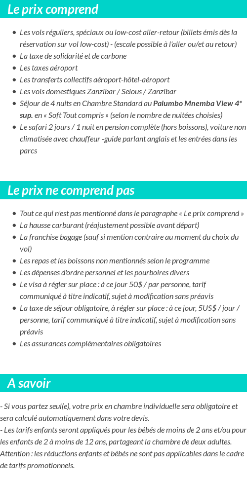 Conditions tarifaires