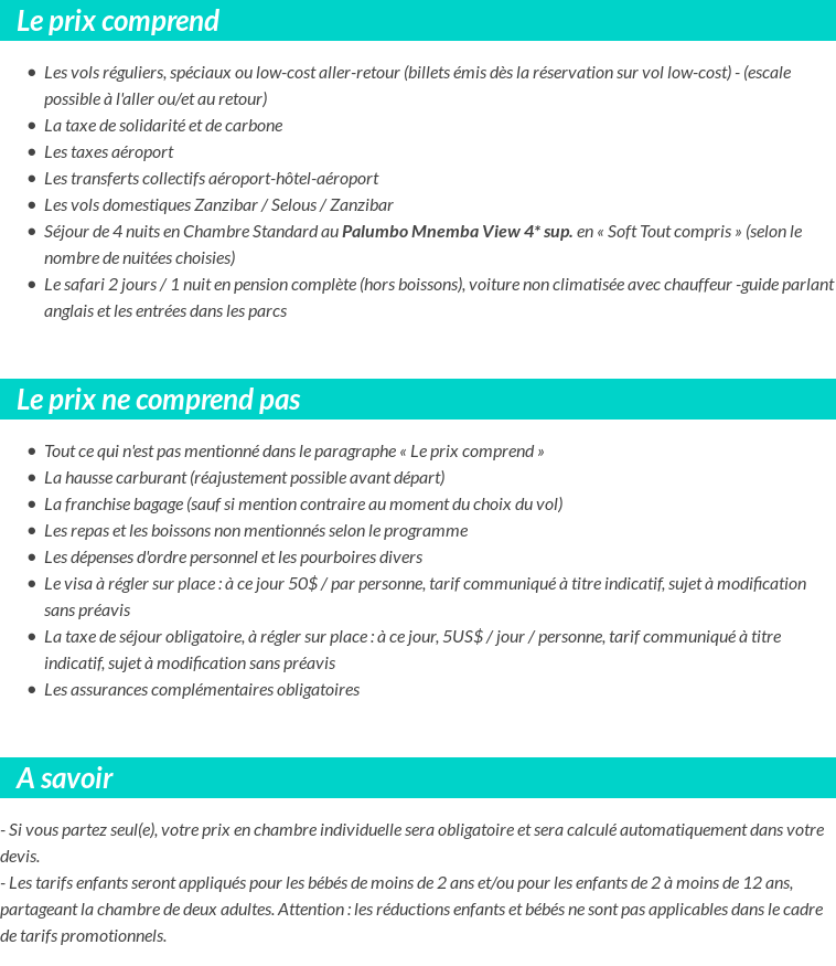 Conditions tarifaires