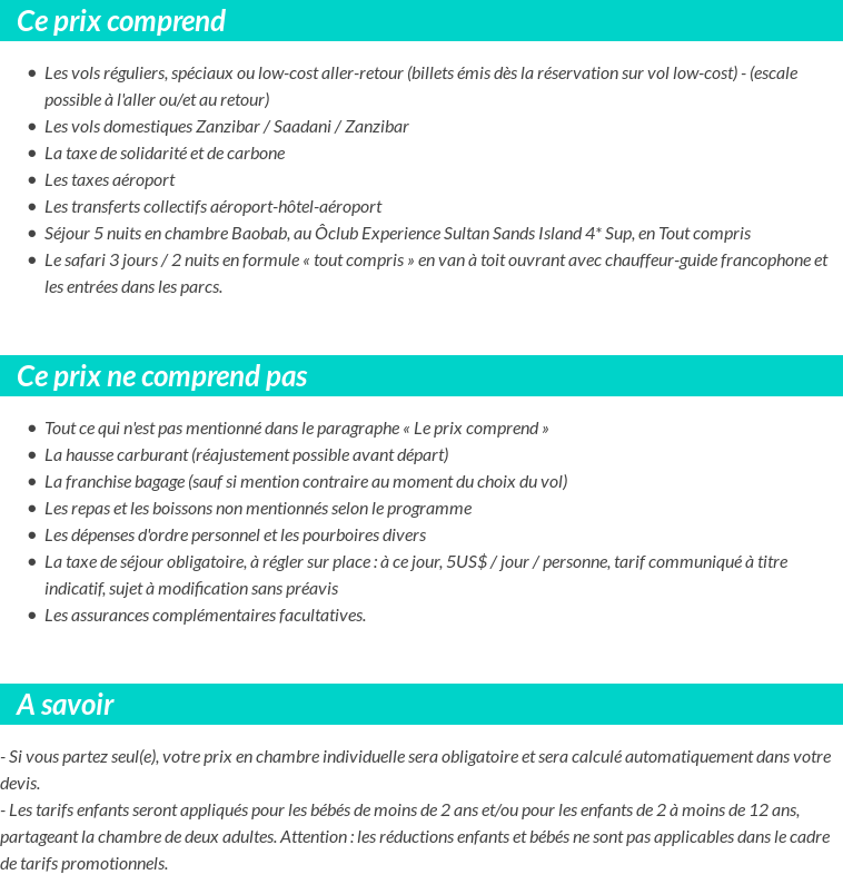 Conditions tarifaires