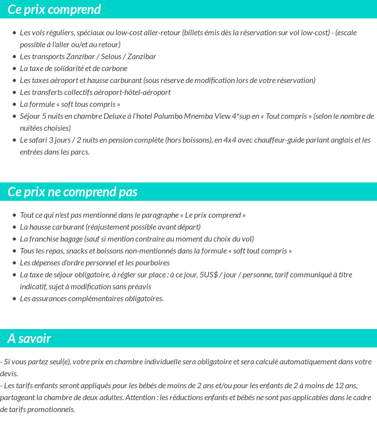 Conditions tarifaires