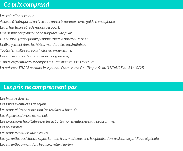 Conditions tarifaires