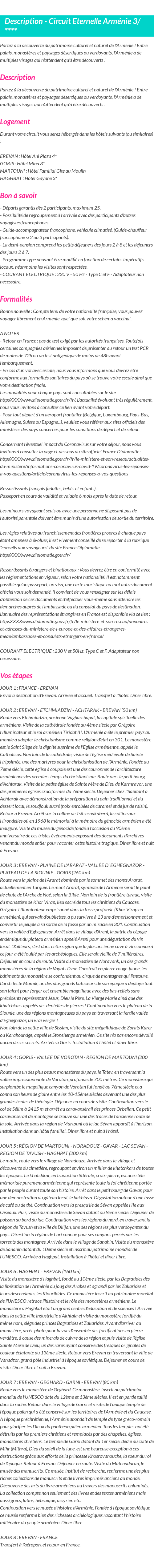 Détails du séjour