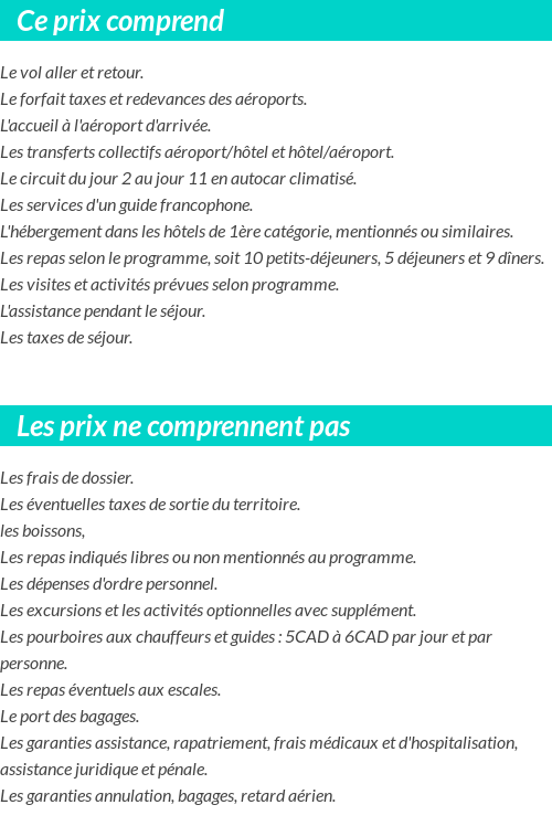 Conditions tarifaires