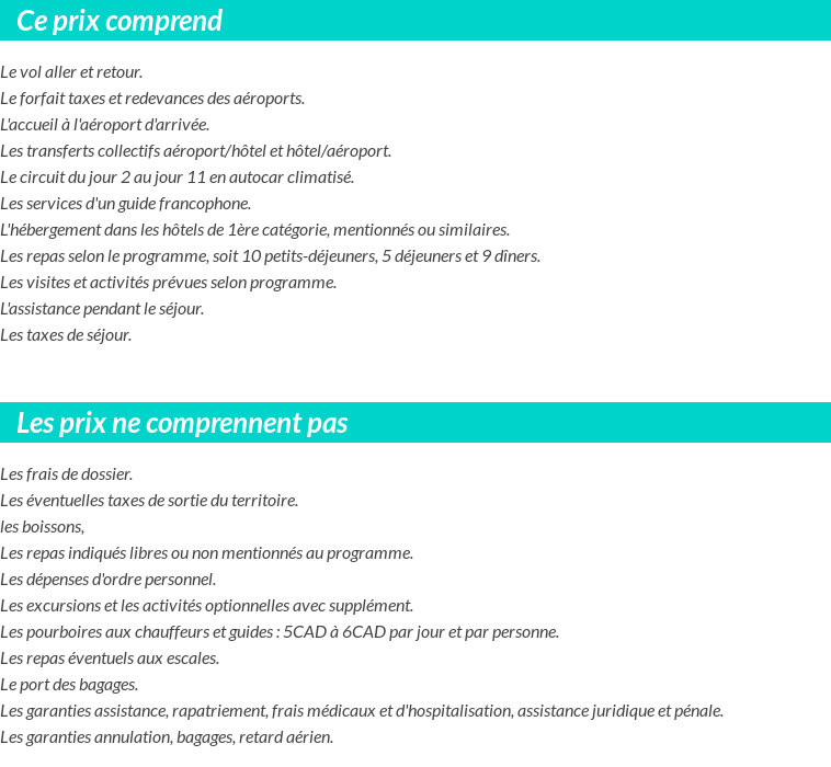 Conditions tarifaires