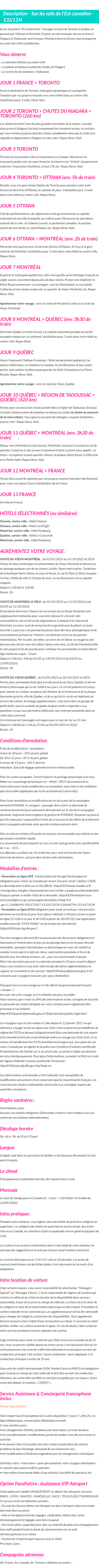Détails du séjour