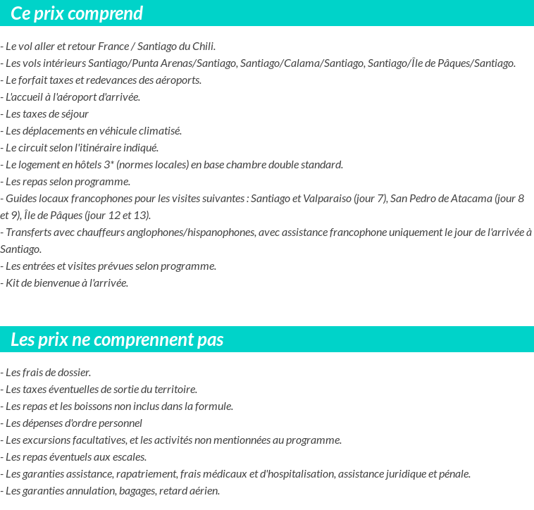 Conditions tarifaires