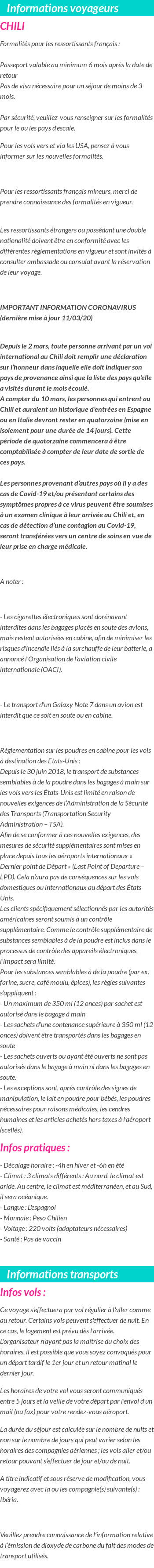 Formalités et infos voyageurs
