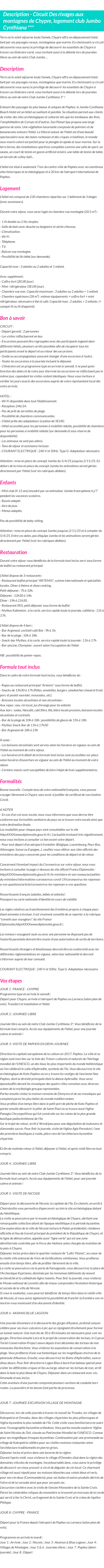 Détails du séjour
