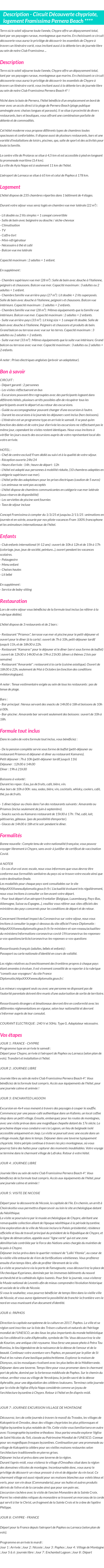 Détails du séjour