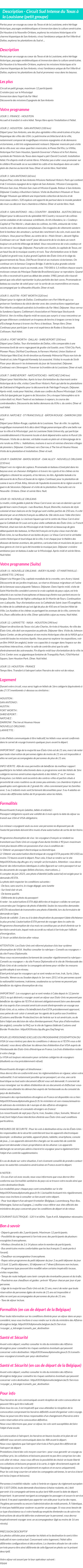Détails du séjour