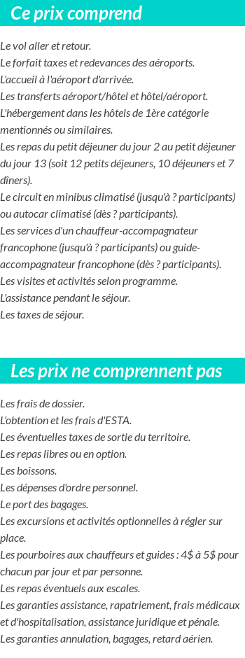 Conditions tarifaires