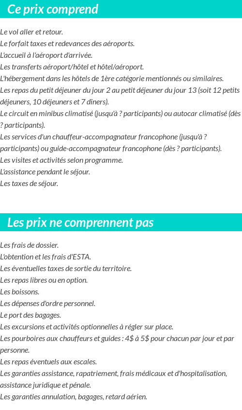 Conditions tarifaires