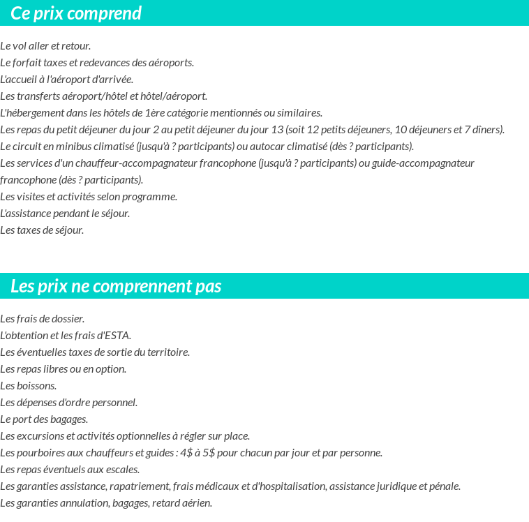 Conditions tarifaires