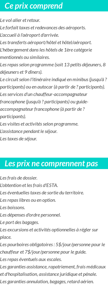 Conditions tarifaires